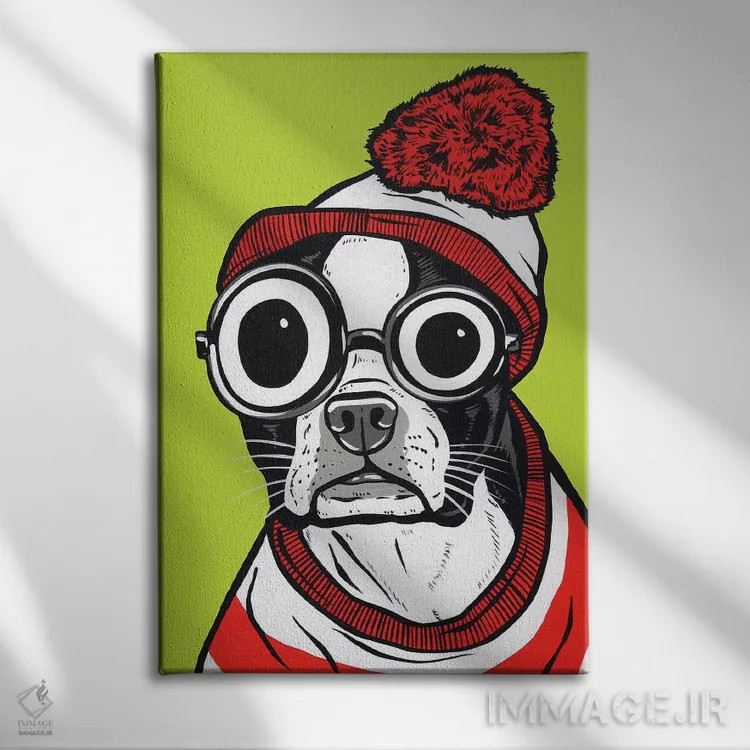 تابلو بوستون تریر با ظاهر "والدو" اثر آلیسون گاتچل - نمای روبهرو روی دیوار