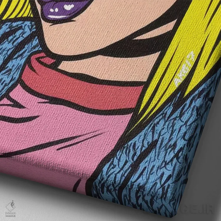 تابلو دختر ناراحت با استایل گرانج اثر آلیسون گاتچل - نمای نزدیک بافت بوم