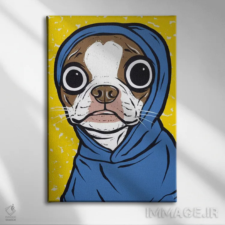 تابلو هودی بوستون تریر قهوهای اثر آلیسون گاتچل - نمای روبهرو روی دیوار