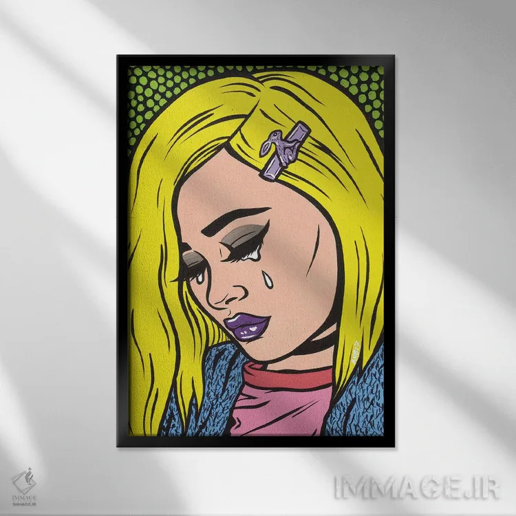 تابلو دختر ناراحت با استایل گرانج اثر آلیسون گاتچل - نمای قابدار مشکی