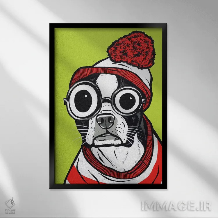 تابلو بوستون تریر با ظاهر "والدو" اثر آلیسون گاتچل - نمای قابدار مشکی