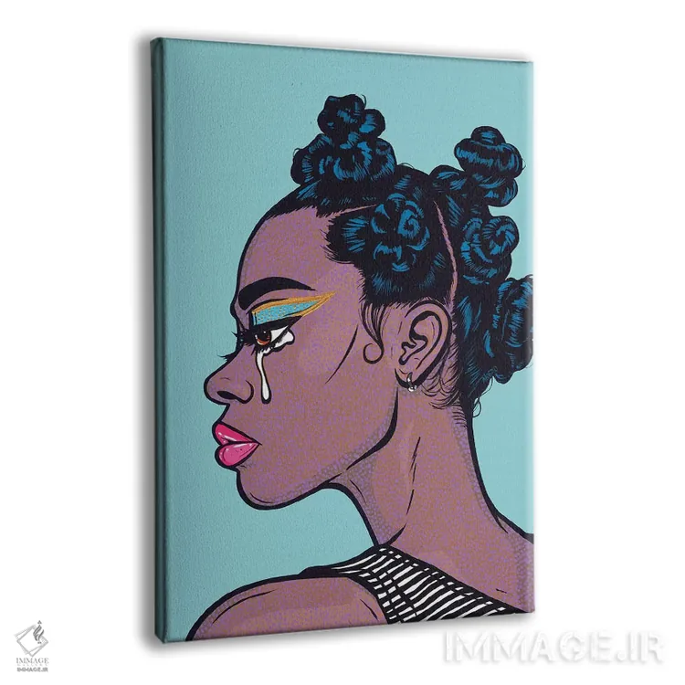 تابلو دختر کمیک گریان با موهای مشکی اثر آلیسون گاتچل - نمای پرسپکتیو محصول