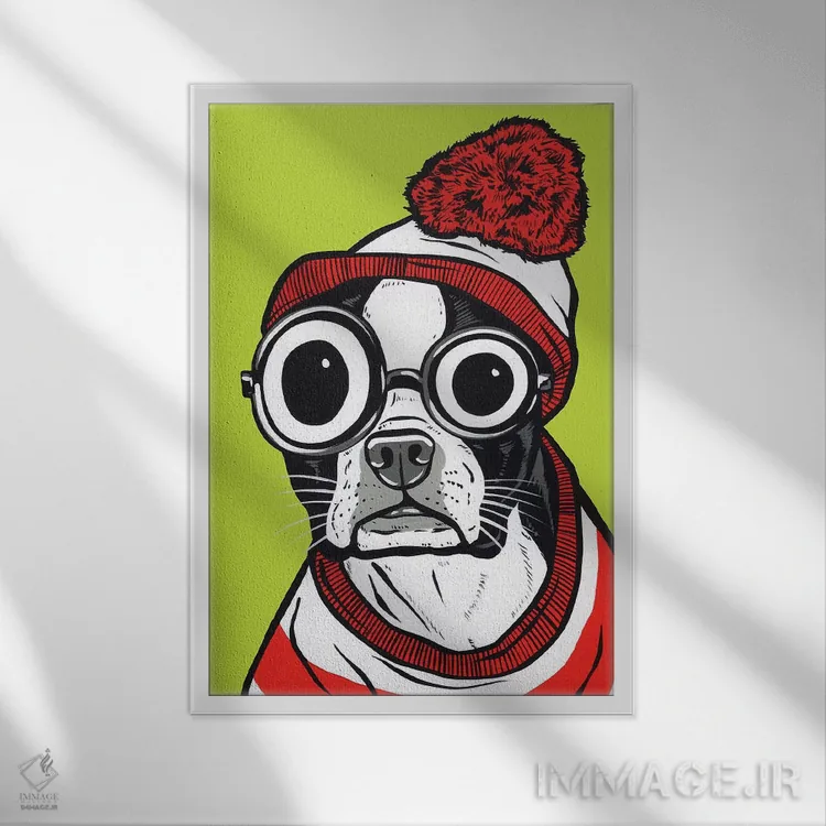 تابلو بوستون تریر با ظاهر "والدو" اثر آلیسون گاتچل - نمای قابدار سفید