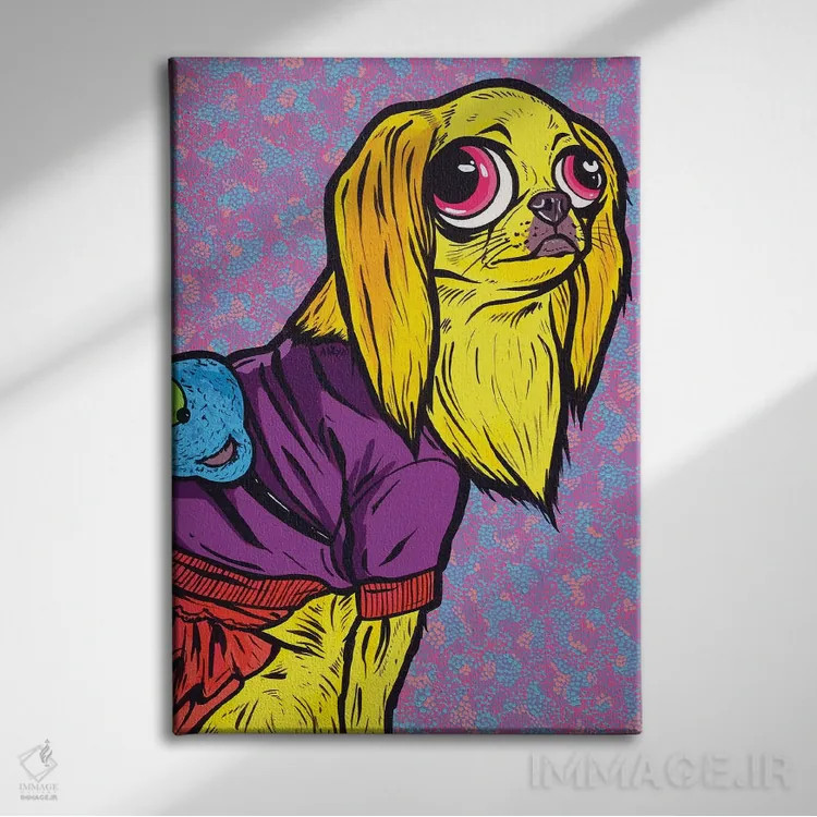 تابلو سگ ژاپنی شین بلوند (نژاد ژاپنی) اثر آلیسون گاتچل - نمای روبهرو روی دیوار