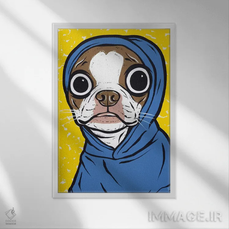 تابلو هودی بوستون تریر قهوهای اثر آلیسون گاتچل - نمای قابدار سفید