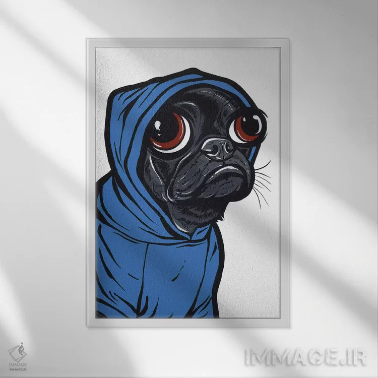 تابلو هودی پاگ سیاه اثر آلیسون گاتچل - نمای قابدار سفید