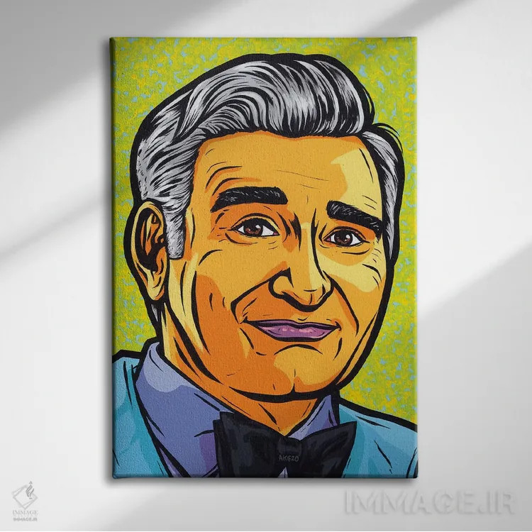 تابلو جانی رز (شخصیت سریال Schitt's Creek) اثر آلیسون گاتچل - نمای روبهرو روی دیوار