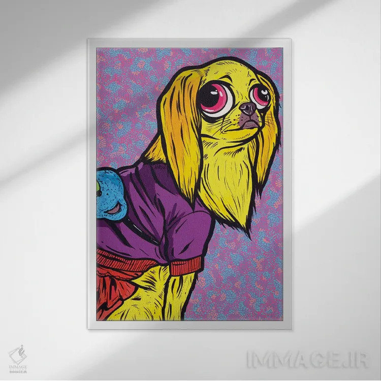 تابلو سگ ژاپنی شین بلوند (نژاد ژاپنی) اثر آلیسون گاتچل - نمای قابدار سفید