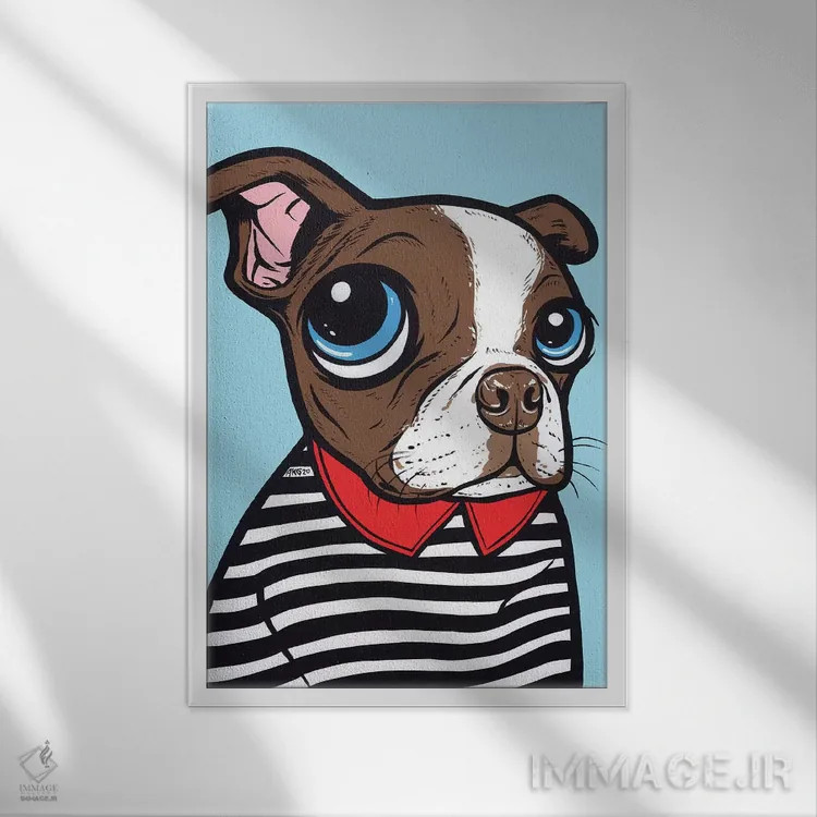 تابلو بوستون تریر قهوهای اثر آلیسون گاتچل - نمای قابدار سفید