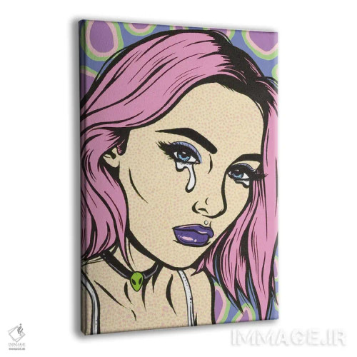 تابلو دختر غمگین با استایل گرانج صورتی اثر آلیسون گاتچل - نمای پرسپکتیو محصول