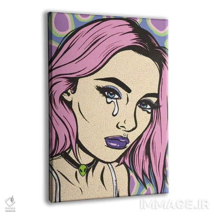 تابلو دختر غمگین با استایل گرانج صورتی اثر آلیسون گاتچل - نمای پرسپکتیو محصول