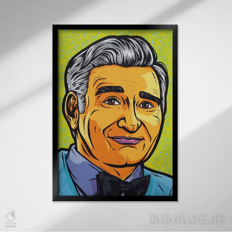 تابلو جانی رز (شخصیت سریال Schitt's Creek) اثر آلیسون گاتچل - نمای قابدار مشکی