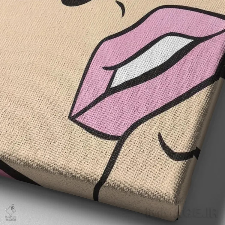 تابلو دختر کمیک گریان با موهای صورتی اثر آلیسون گاتچل - نمای نزدیک بافت بوم