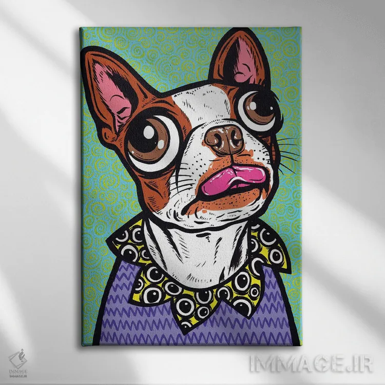 تابلو زبان بوستون تریر قهوهای اثر آلیسون گاتچل - نمای روبهرو روی دیوار