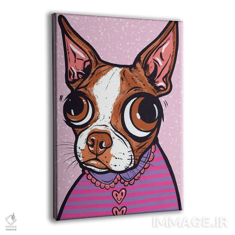 تابلو بوستون تریر قهوهای با نقش راهراه اثر آلیسون گاتچل - نمای پرسپکتیو محصول