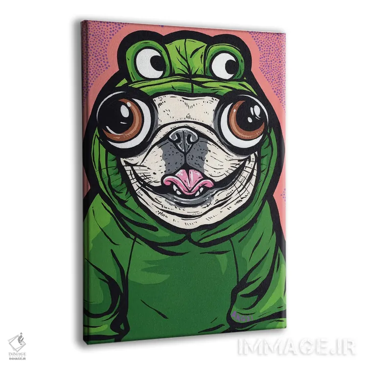تابلو بولداگ فرانسوی با طرح قورباغه اثر آلیسون گاتچل - نمای پرسپکتیو محصول