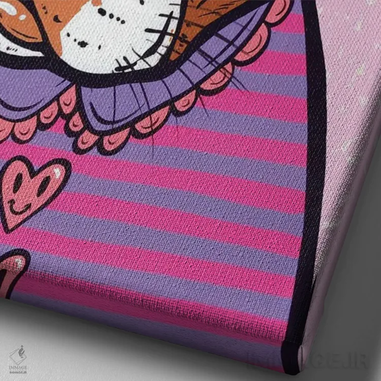 تابلو بوستون تریر قهوهای با نقش راهراه اثر آلیسون گاتچل - نمای نزدیک بافت بوم