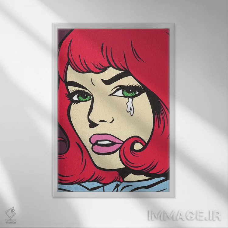 تابلو دختر کمیک گریان با موهای قرمز اثر آلیسون گاتچل - نمای قابدار سفید