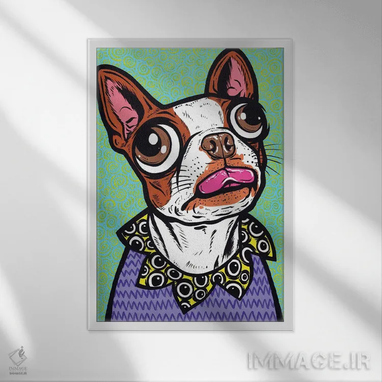 تابلو زبان بوستون تریر قهوهای اثر آلیسون گاتچل - نمای قابدار سفید