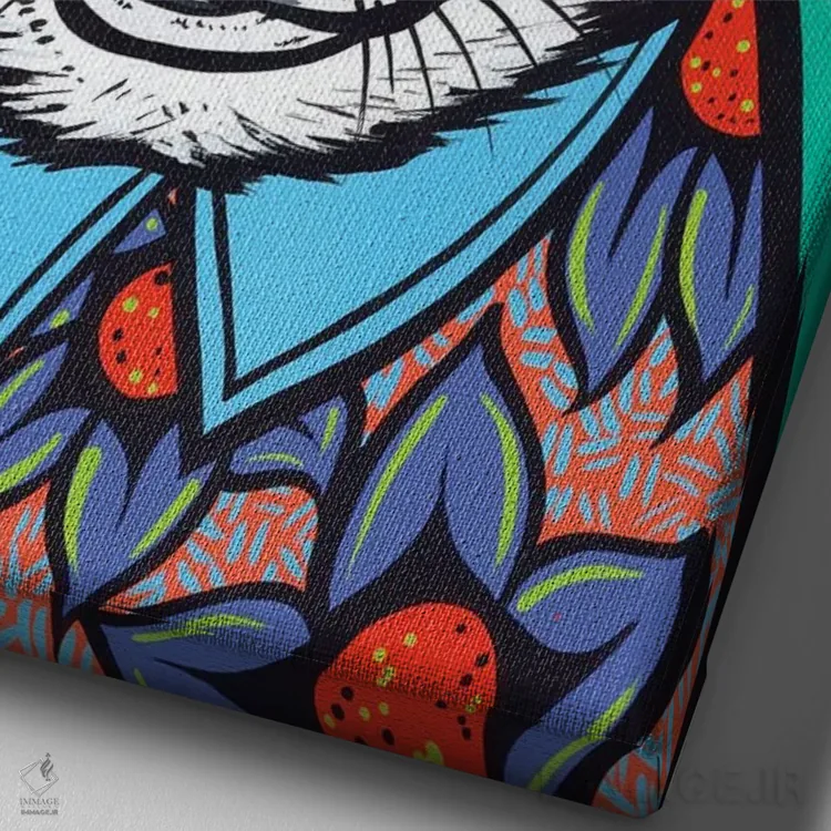 تابلو کورگی سه رنگ اثر آلیسون گاتچل - نمای نزدیک بافت بوم