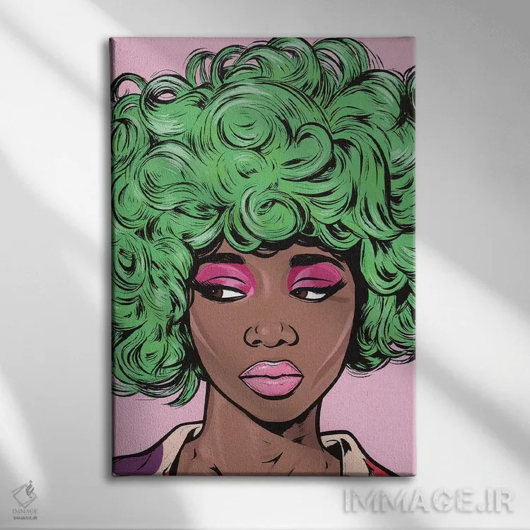 تابلو دختر کمیک سبز کیوت (استایل ژاپنی kawaii) اثر آلیسون گاتچل - نمای روبهرو روی دیوار