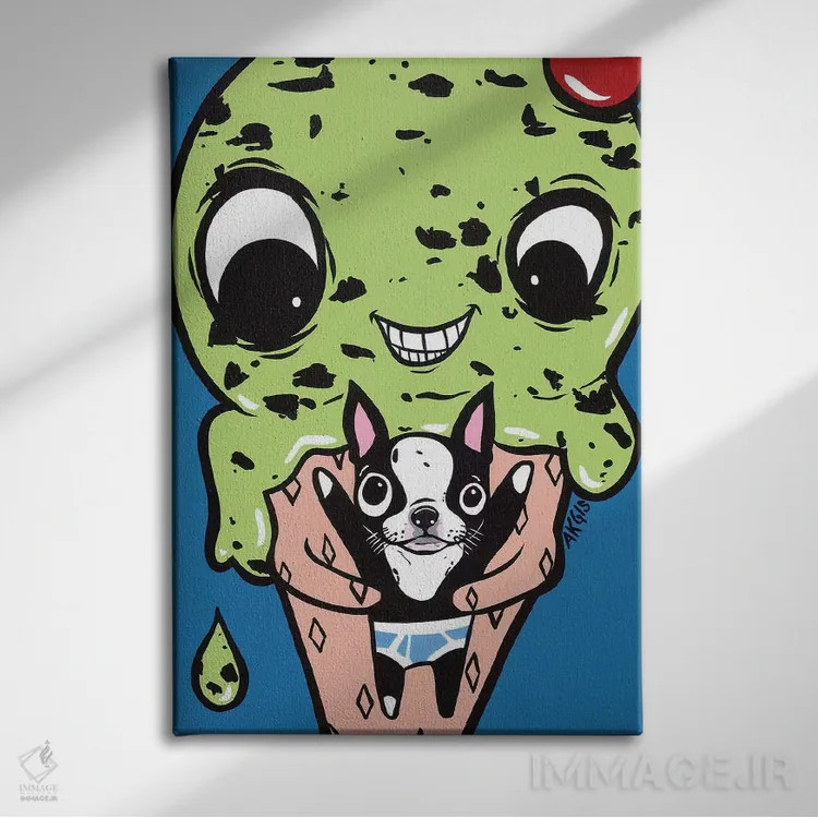 تابلو بوستون تریر بغلکنندهٔ بستنی اثر آلیسون گاتچل - نمای روبهرو روی دیوار