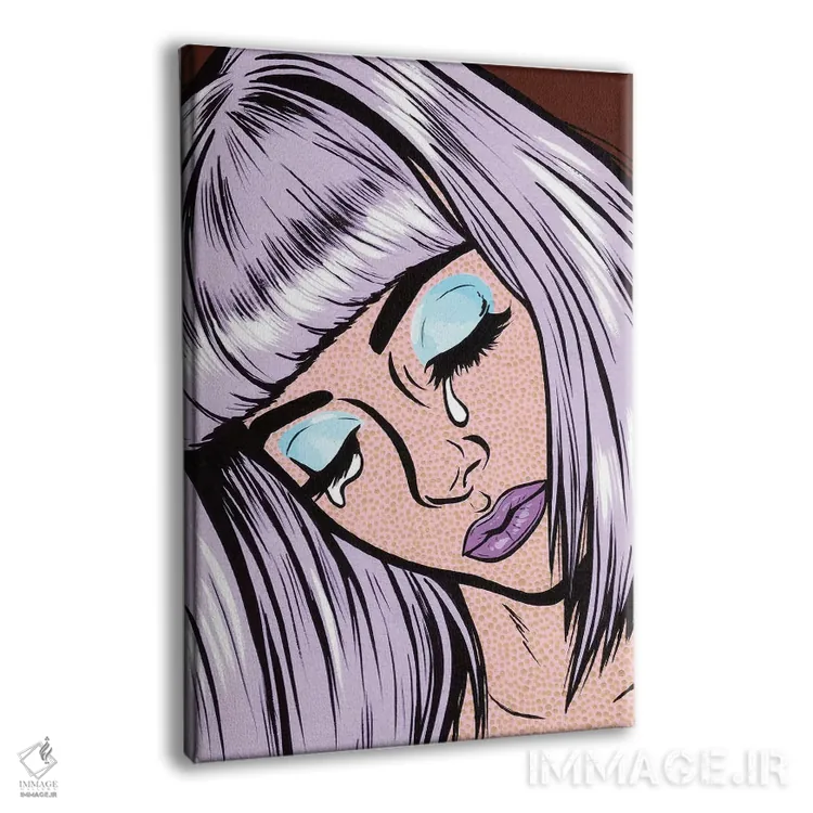 تابلو دختر گریان با چتریهای یاسی اثر آلیسون گاتچل - نمای پرسپکتیو محصول