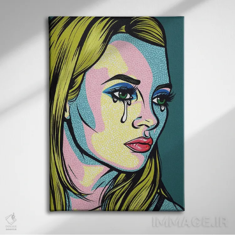 تابلو دختر کمیک گریان به نام کیت اثر آلیسون گاتچل - نمای روبهرو روی دیوار