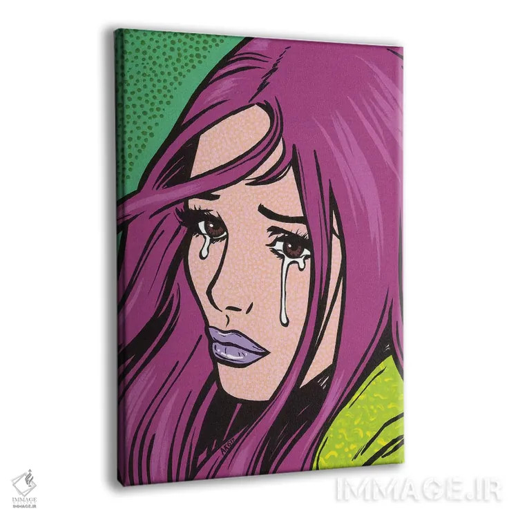 تابلو دختر گریان با موهای سرخابی اثر آلیسون گاتچل - نمای پرسپکتیو محصول