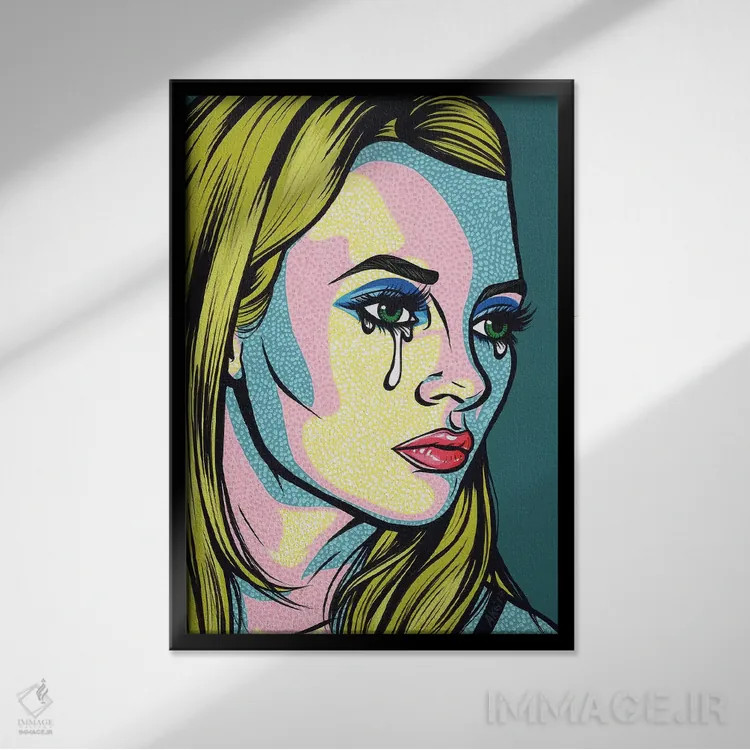 تابلو دختر کمیک گریان به نام کیت اثر آلیسون گاتچل - نمای قابدار مشکی