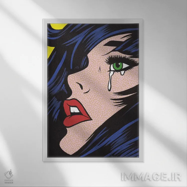 تابلو دختر گریان با چشمهای سبز اثر آلیسون گاتچل - نمای قابدار سفید