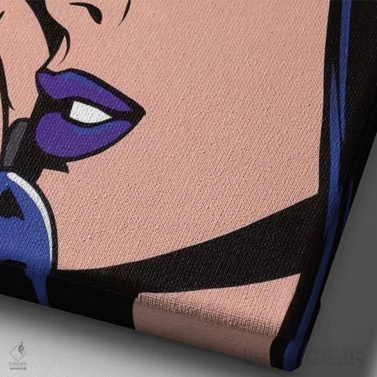 تابلو دختر کمیک با پیام "شمارهام را فراموش کن!" اثر آلیسون گاتچل - نمای نزدیک بافت بوم