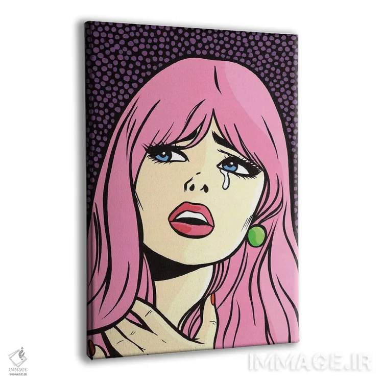 تابلو دختر کمیک گریان با موهای صورتی اثر آلیسون گاتچل - نمای پرسپکتیو محصول