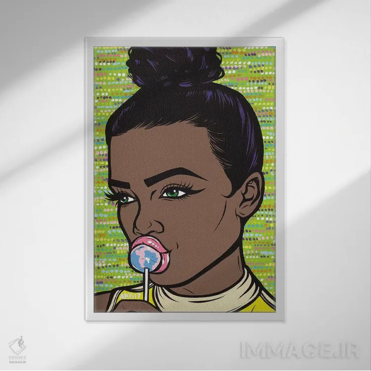 تابلو دختر آبنباتبهدست اثر آلیسون گاتچل - نمای قابدار سفید