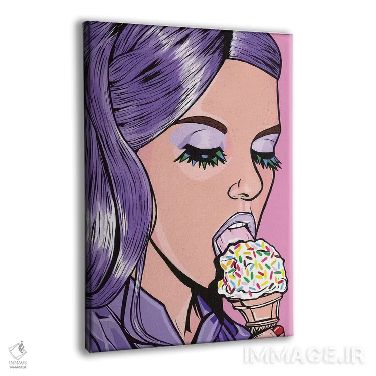 تابلو دختر کمیک بستنی بنفش اثر آلیسون گاتچل - نمای پرسپکتیو محصول