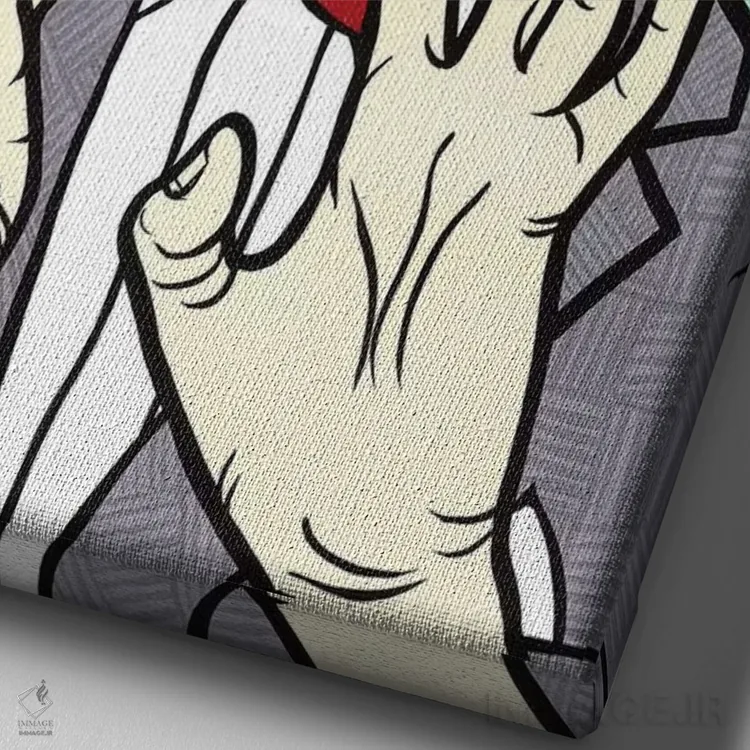 تابلو پیوی هرمن (شخصیت کمدی) اثر آلیسون گاتچل - نمای نزدیک بافت بوم