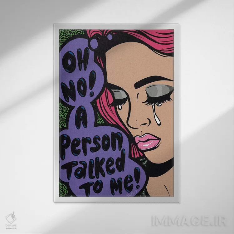 تابلو دختر کمیک گریان با متن "اوه نه!" اثر آلیسون گاتچل - نمای قابدار سفید