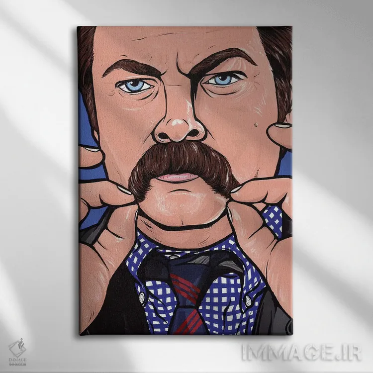 تابلو ران سوانسون (شخصیت سریال Parks and Recreation) اثر آلیسون گاتچل - نمای روبهرو روی دیوار