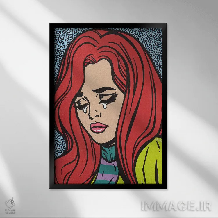 تابلو دختر گریان با موهای قرمز اثر آلیسون گاتچل - نمای قابدار مشکی