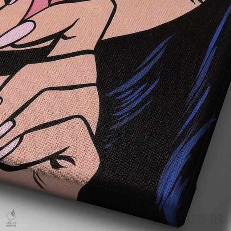 تابلو دختر کمیک غمگین II (نسخه دوم) اثر آلیسون گاتچل - نمای نزدیک بافت بوم