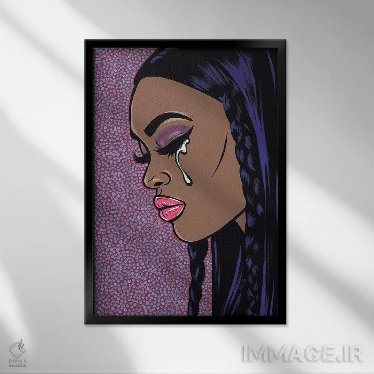 تابلو دختر کمیک غمگین I (نسخه اول) اثر آلیسون گاتچل - نمای قابدار مشکی