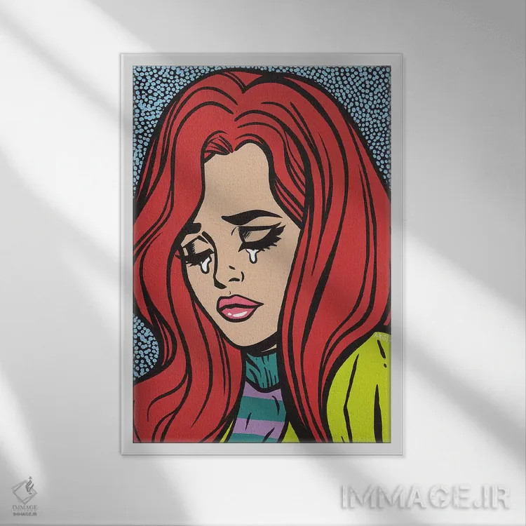 تابلو دختر گریان با موهای قرمز اثر آلیسون گاتچل - نمای قابدار سفید