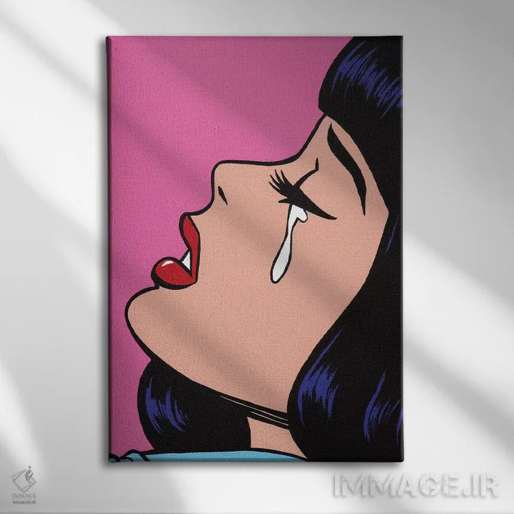 تابلو دختر گریان با چتری مشکی اثر آلیسون گاتچل - نمای روبهرو روی دیوار