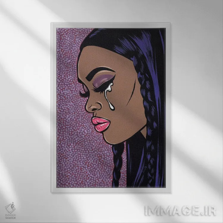 تابلو دختر کمیک غمگین I (نسخه اول) اثر آلیسون گاتچل - نمای قابدار سفید