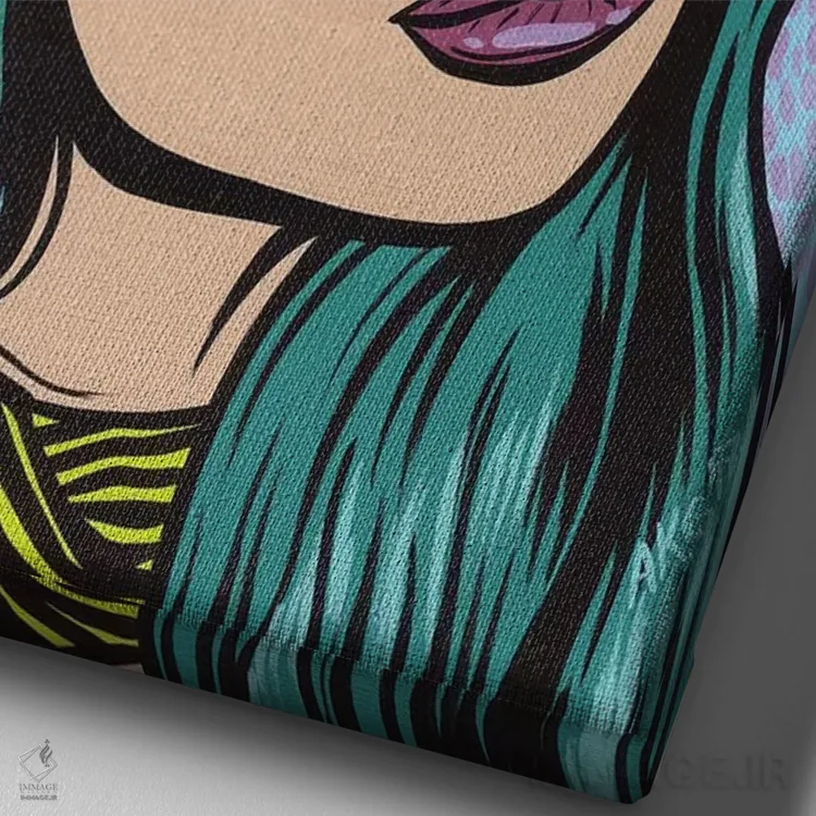 تابلو دختر گریان با موهای فیروزهای اثر آلیسون گاتچل - نمای نزدیک بافت بوم