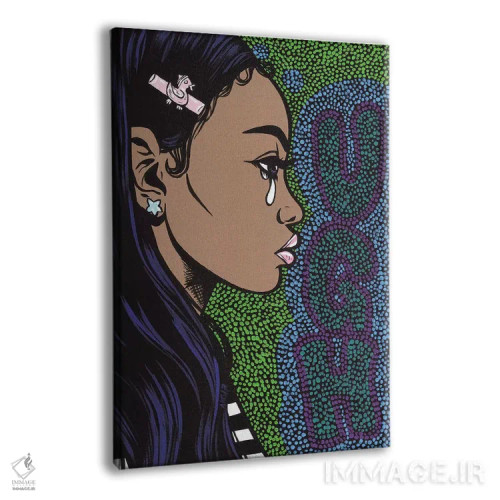 تابلو دختر گریان با پیام "ای بابا" اثر آلیسون گاتچل - نمای پرسپکتیو محصول