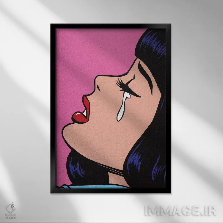 تابلو دختر گریان با چتری مشکی اثر آلیسون گاتچل - نمای قابدار مشکی