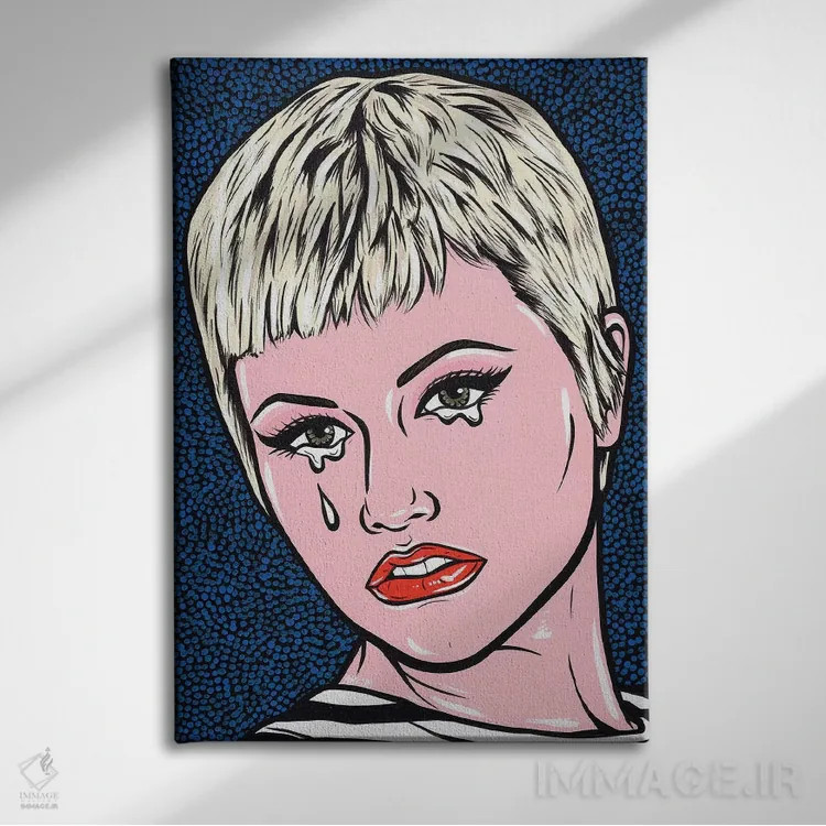تابلو دختر کمیک گریان دلورس اثر آلیسون گاتچل - نمای روبهرو روی دیوار