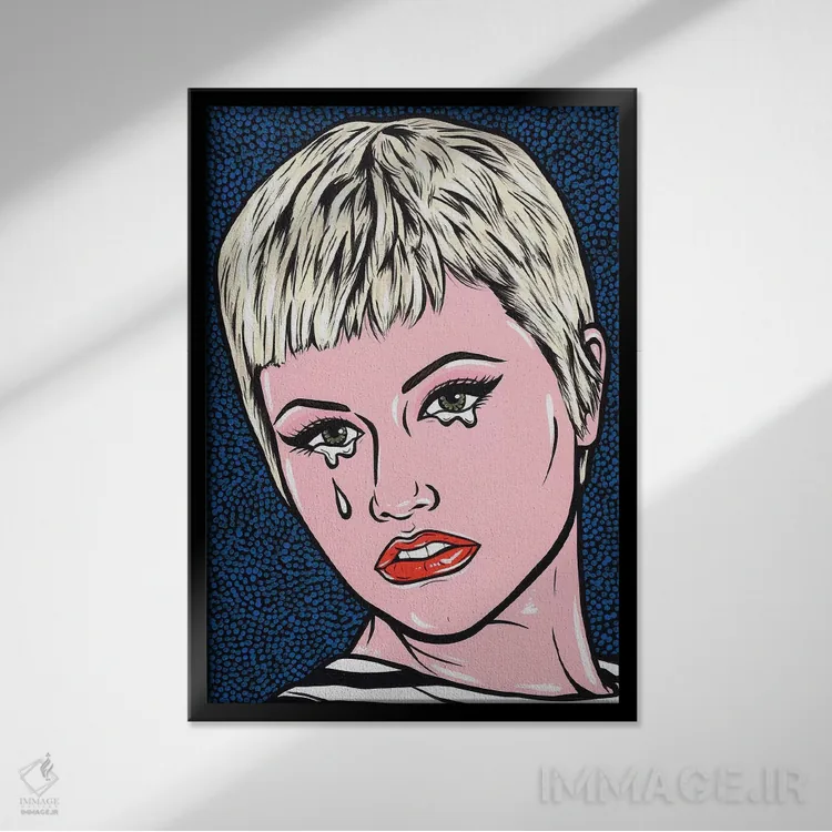 تابلو دختر کمیک گریان دلورس اثر آلیسون گاتچل - نمای قابدار مشکی