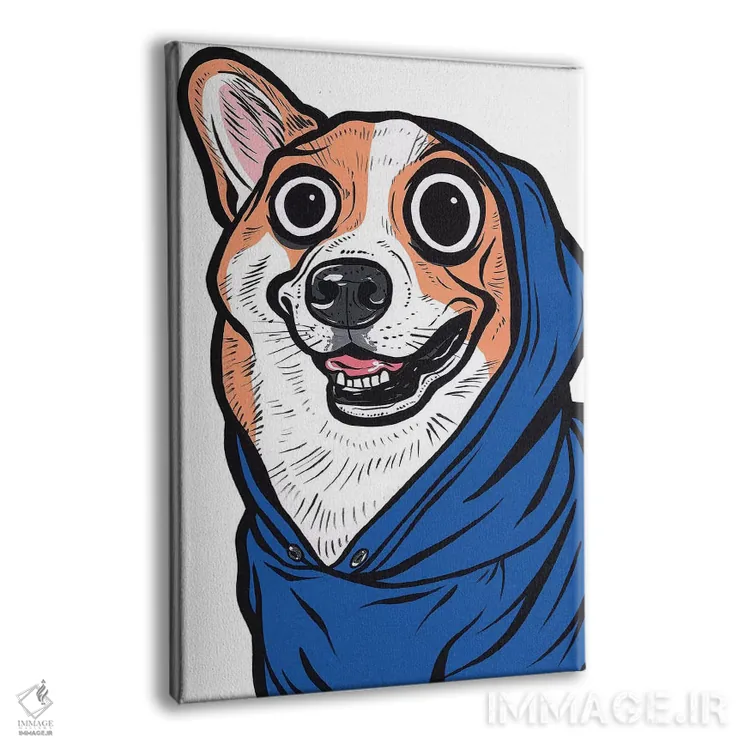 تابلو هودی با طرح کورگی اثر آلیسون گاتچل - نمای پرسپکتیو محصول